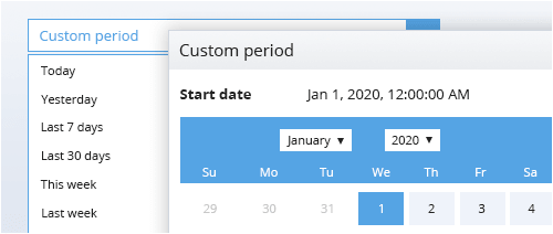 あなたが必要とするレポート期間を選択します レポート期間の管理