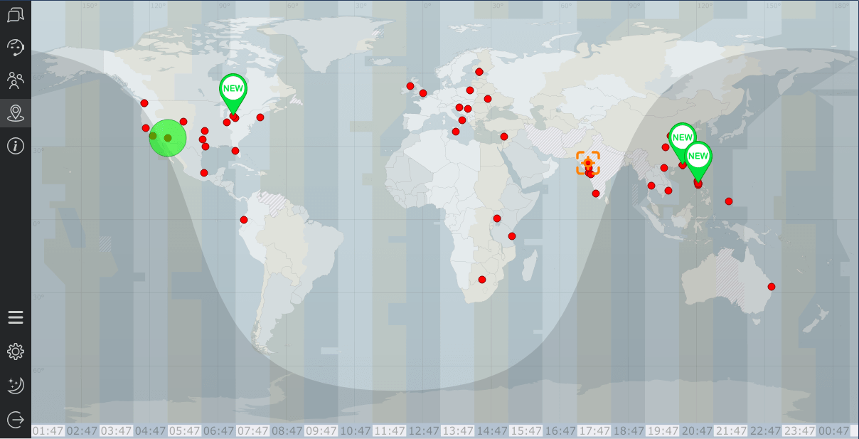 World map with website visitors geographic distribution