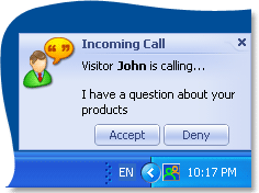 システムトレイ内に訪問者コールがポップアップ通知されます